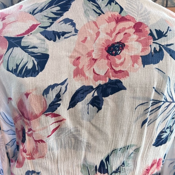 Flowy Rayon Gauze Flowered Beach Swimsuit Coverup Boho Dress by Blue Island Sz M - Picture 3 of 14